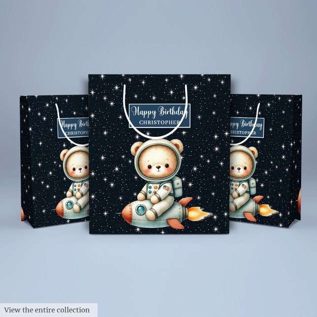 Cute Teddy Astronaut Gift Bag for Birthday Boy (Cute Teddy Astronaut Gift Bag for Birthday Boy)