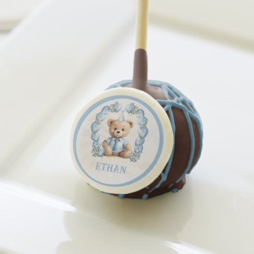 Cute Teddy Bear 1st Birthday Boy Blue Cake Pops