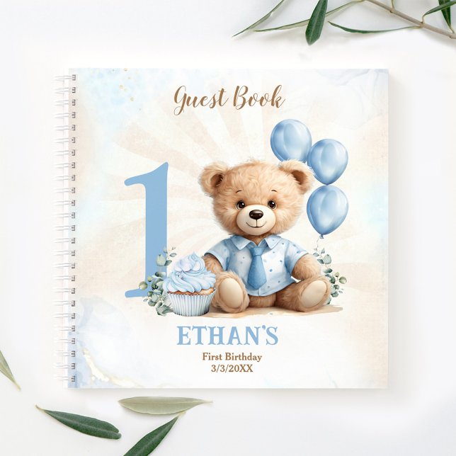 Cute Teddy Bear 1st Birthday Guest Book (Cute Teddy Bear 1st Birthday Guest Book)