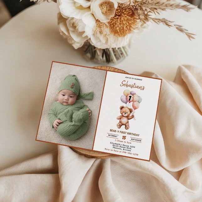 Cute Teddy Bear 1st Birthday | Sweet Bear  Invitation (Cute Teddy Bear 1st Birthday | Sweet Bear Invitation
)