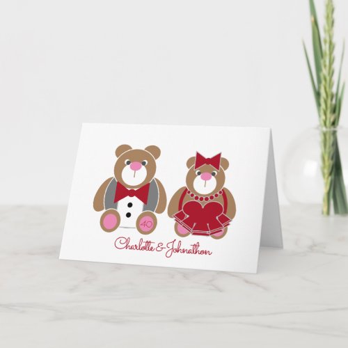 Cute teddy bear 40th ruby wedding anniversary card
