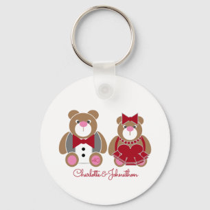 Cute teddy bear 40th ruby wedding anniversary keychain