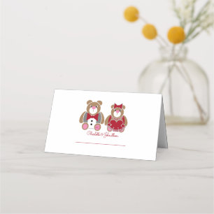 Cute teddy bear 40th ruby wedding anniversary place card