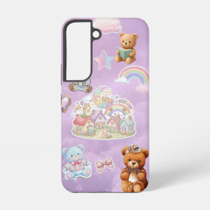 Cute Teddy Bear Aesthetic Pastel Purple Samsung Galaxy S22 Case