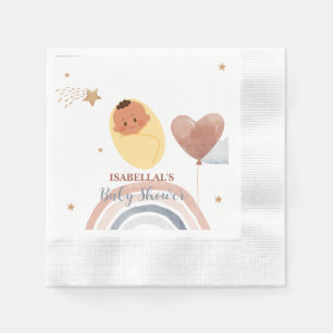 Cute teddy bear African american boys baby shower Napkins