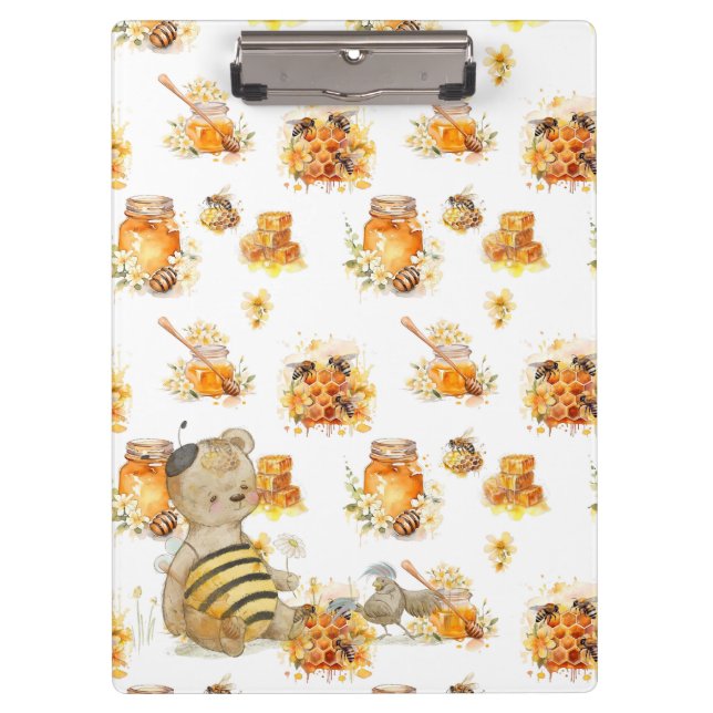cute teddy bear and bees clipboard (Front)