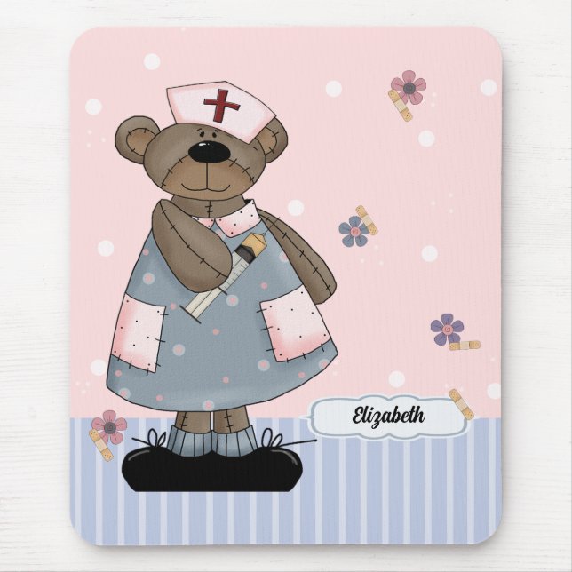Cute Teddy Bear Angel Nurse Appreciation Gift  Mouse Pad (Front)