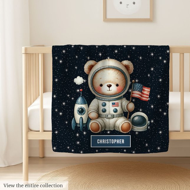 Cute Teddy Bear Astronaut Animal Print Baby Blanket (Cute Teddy Bear Astronaut Animal Print baby blanket )