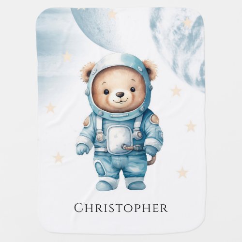 Cute Teddy Bear Astronaut Birthday Gift Baby Blanket