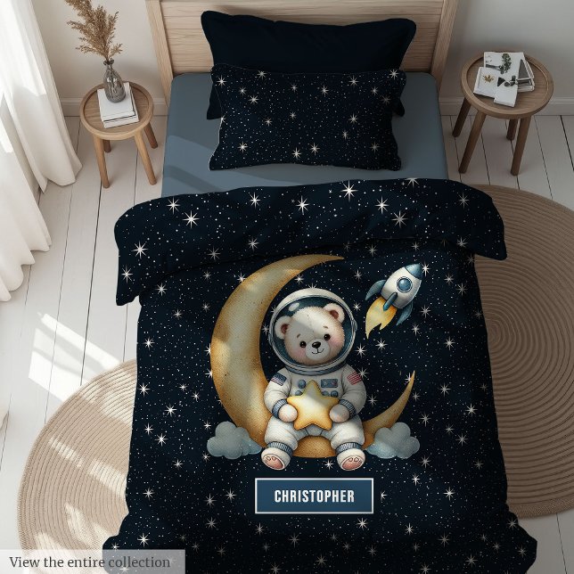 Cute Teddy Bear Astronaut Duvet Cover for Nursery (Cute Teddy Bear Astronaut Duvet Cover for Nursery)