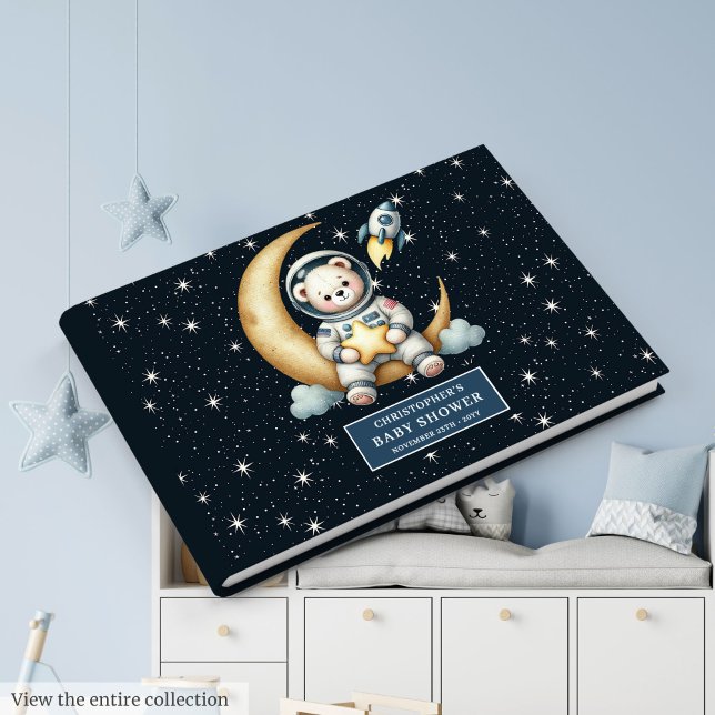 Cute Teddy Bear Astronaut Guest Book Baby Boy (Cute Teddy Bear Astronaut Guest Book Baby Boy)
