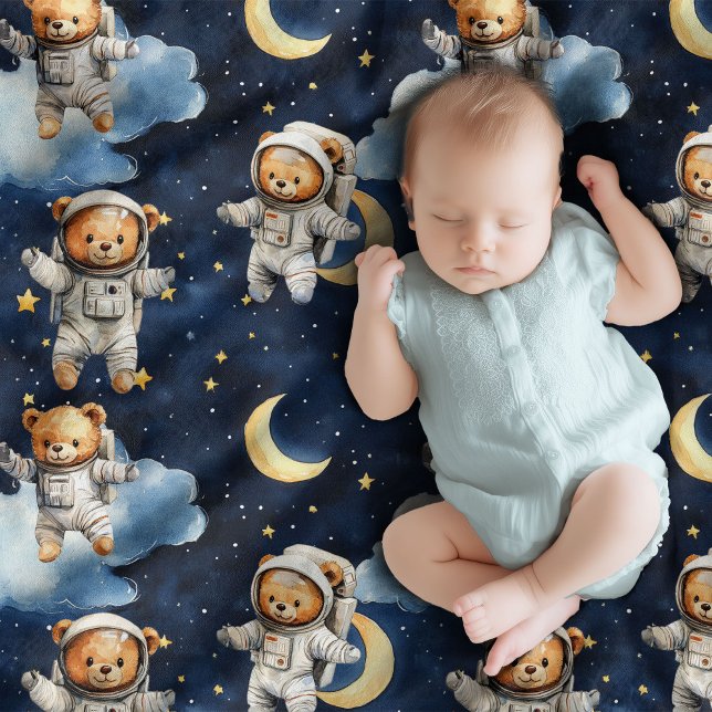 Cute teddy bear astronaut in the sky boy  baby blanket (Cute teddy bear astronaut in the sky boy baby blanket)