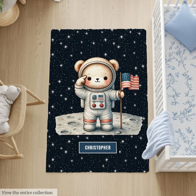 Cute Teddy Bear Astronaut Rug for Baby Boy Room (Cute Teddy Bear Astronaut Rug for Baby Boy Room)