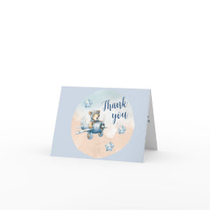 Cute Teddy Bear Aviator Baby Shower Thank You Card