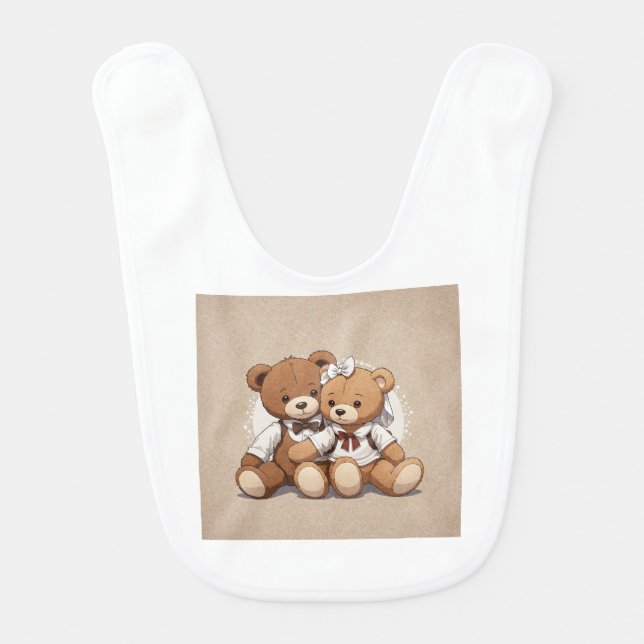 Cute Teddy Bear Baby Bib (Front)