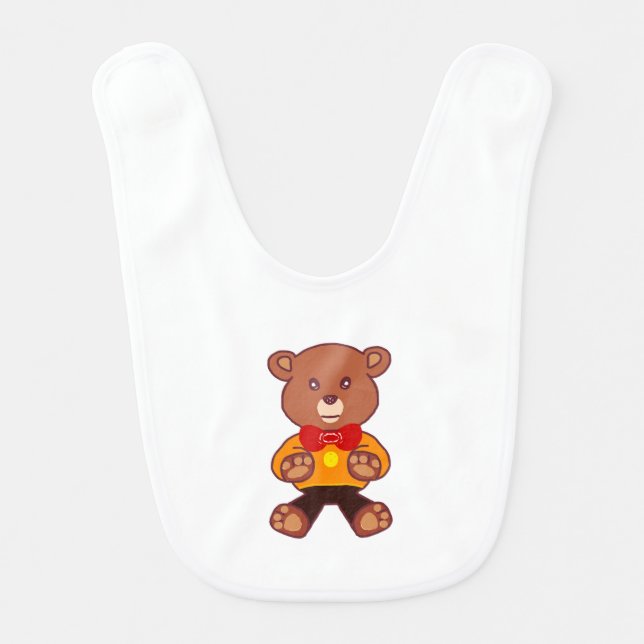 Cute Teddy Bear Baby Bib (Front)