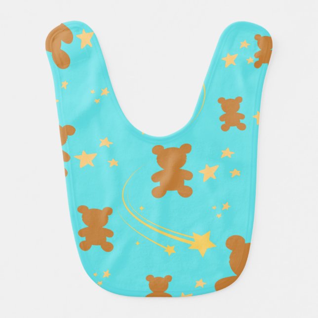 Cute Teddy Bear Baby Bib With Stars (Front)