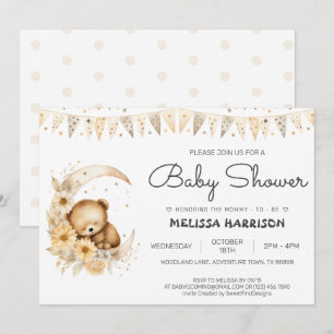 Cute Teddy Bear Baby Boy Shower Invitation