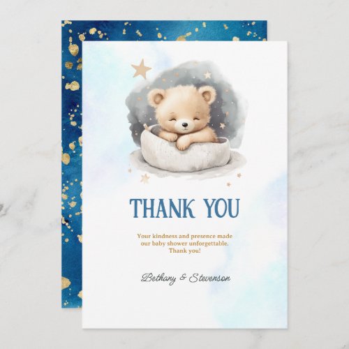 Cute Teddy Bear Baby Boy Shower Thank You Card