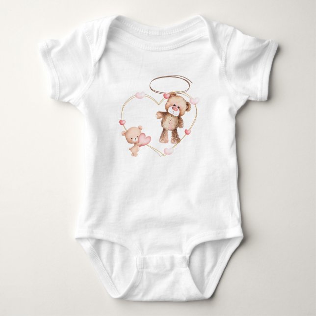 Cute Teddy Bear Baby Clothing Design  Baby Bodysuit (Front)