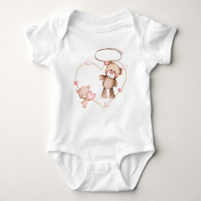 Cute Teddy Bear Baby Clothing Design  Bodysuit (Front)