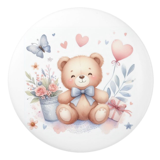 Cute Teddy Bear Baby Room Ceramic Knob (Front)