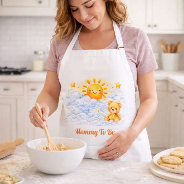 Cute Teddy Bear Baby Shower Adult Apron (Creator Uploaded)