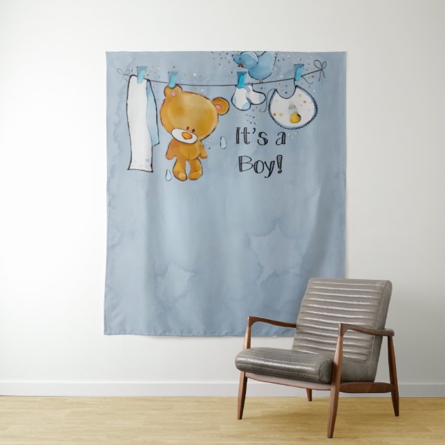 Cute Teddy Bear Baby Shower Backdrop (In Situ)