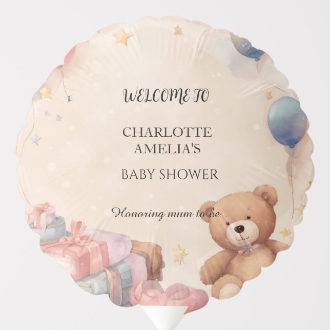 Cute Teddy Bear Baby Shower  Balloon (Front)