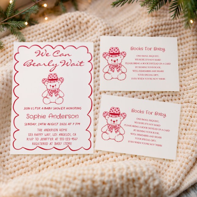 Cute Teddy Bear Baby Shower Books for Baby Enclosure Card (Creator Uploaded)