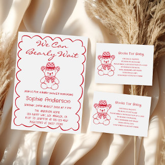 Cute Teddy Bear Baby Shower Books for Baby Enclosure Card