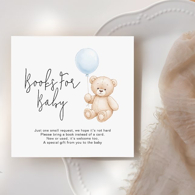 Cute Teddy Bear Baby Shower Books Request Enclosure Card (Creator Uploaded)