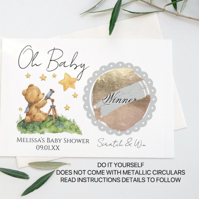Cute Teddy Bear Baby Shower DIY Scratch Card (Creator Uploaded)