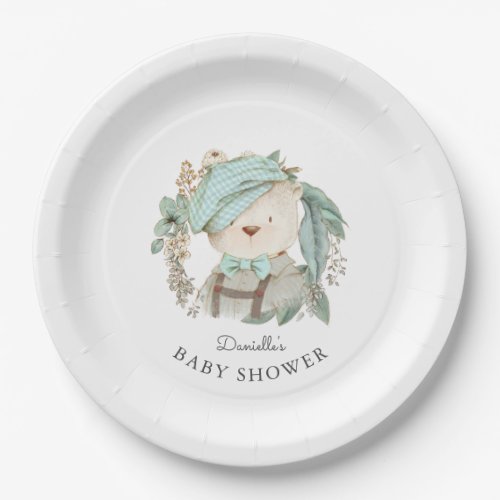 Cute Teddy Bear Baby Shower for Boy Paper Plates