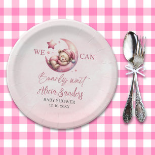 Cute Teddy Bear Baby shower Girl Pary Paper Plates