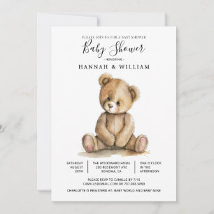 Cute Teddy Bear Baby Shower Invitation