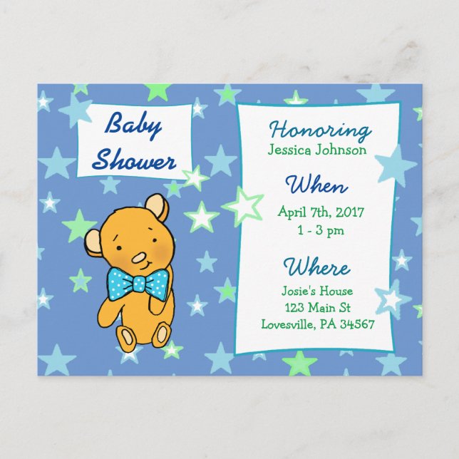 Cute Teddy Bear Baby Shower Invitation (Front)