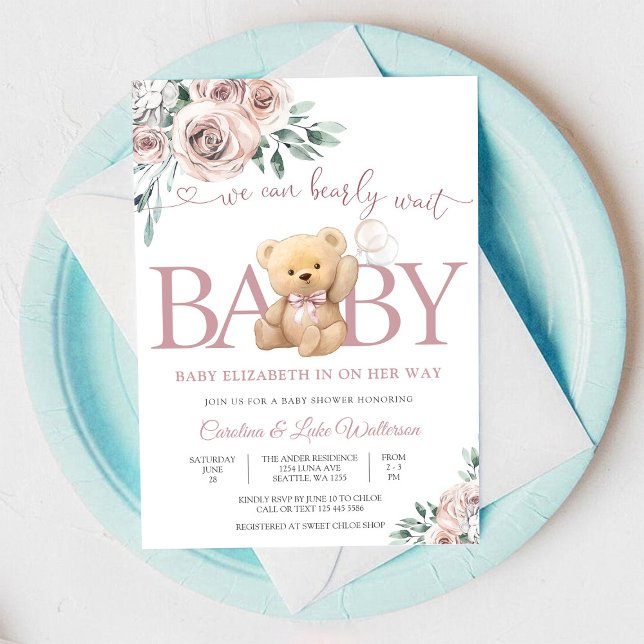 Cute Teddy Bear Baby Shower Invitation (Creator Uploaded)