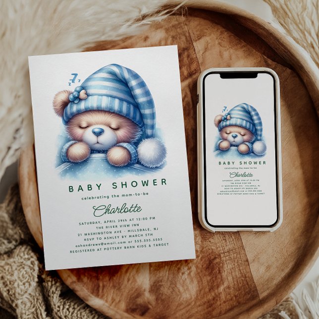 Cute Teddy Bear Baby Shower Invitation (Creator Uploaded)