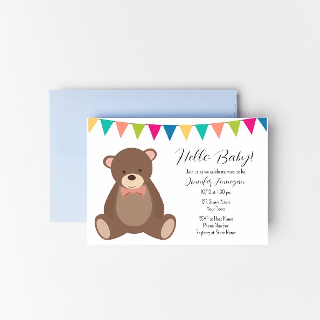 Cute Teddy Bear Baby Shower Invitation (Creator Uploaded)