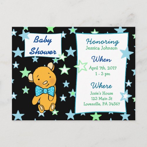 Cute Teddy Bear Baby Shower Invitation