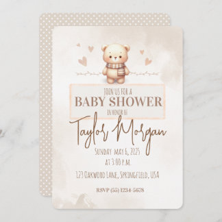 Cute Teddy Bear Baby Shower  Invitation