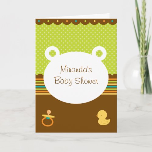 Cute Teddy Bear Baby Shower Invitation Card