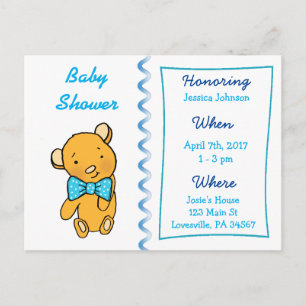 Cute Teddy Bear Baby Shower Invitation Postcard