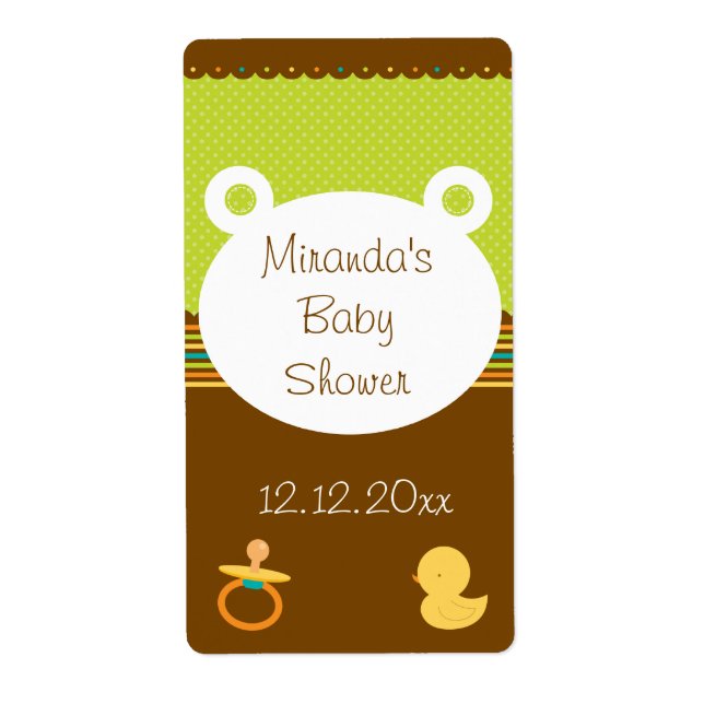 Cute Teddy Bear Baby Shower Labels (Front)
