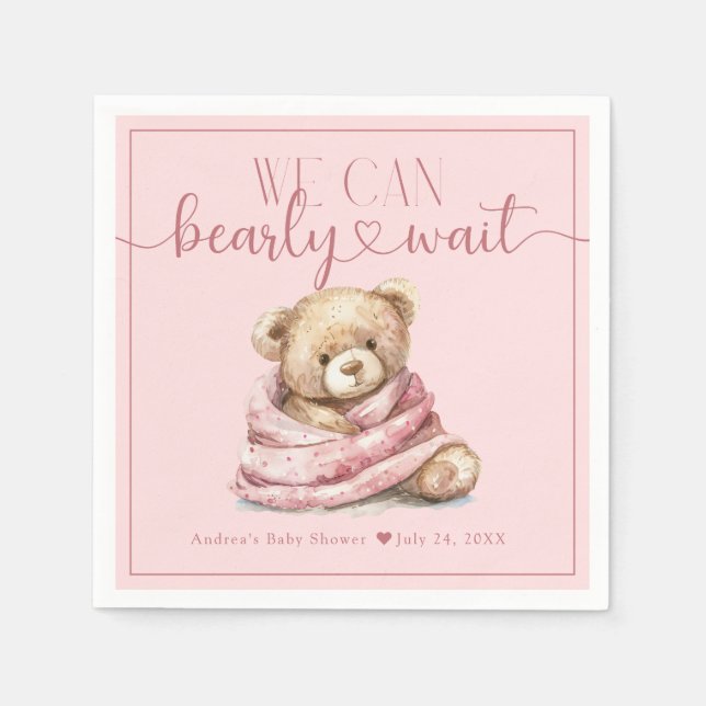 Cute Teddy Bear Baby Shower  Napkins (Front)