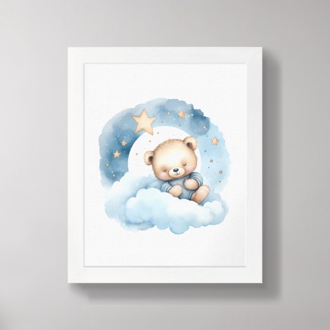 Cute Teddy Bear Baby Shower Nursery Framed Art (Framed Front)