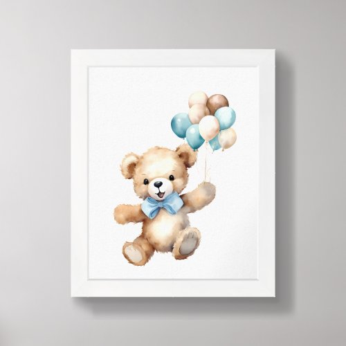 Cute Teddy Bear Baby Shower Nursery Framed Art