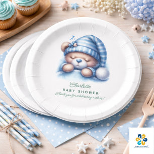 Cute Teddy Bear Baby Shower Paper Plates