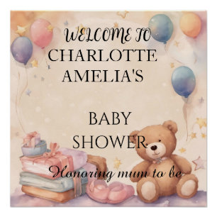 Cute Teddy Bear Baby Shower  Poster